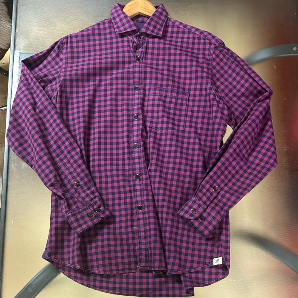 BONGO Purple Casual Button Down Shirt with Classic Plaid Design